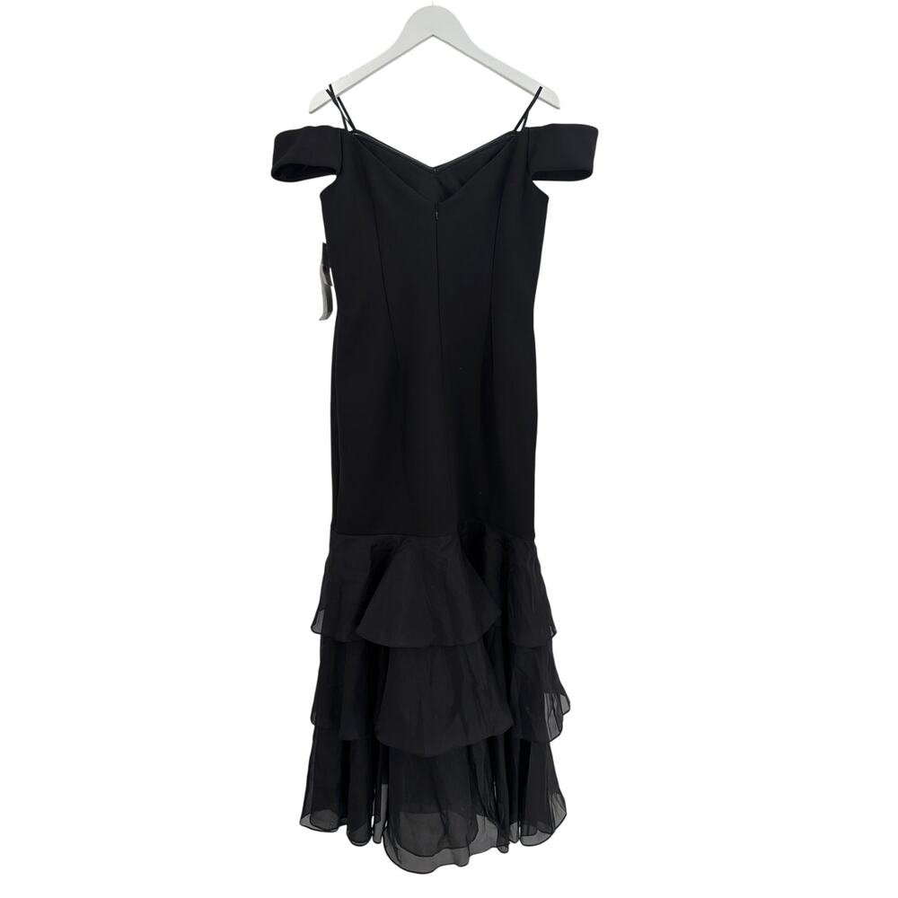 Aidan Mattox Women's Black Bonded Crepe Off The Shoulder Mermaid Gown Size 16 - Picture 6 of 12